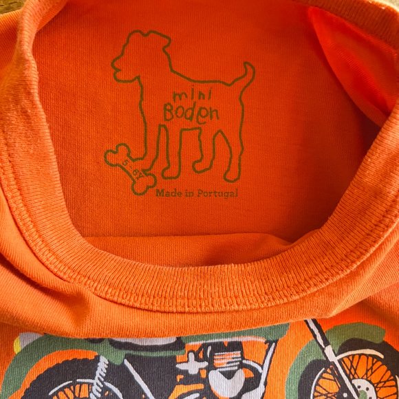 Boys Mini Boden Orange Motorcycle Long Sleeve Tee Size 5-6 - Picture 3 of 5